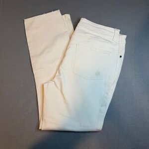 Good Hart Slim Boyfriend Jeans  White Cream Raw Hem Size 14